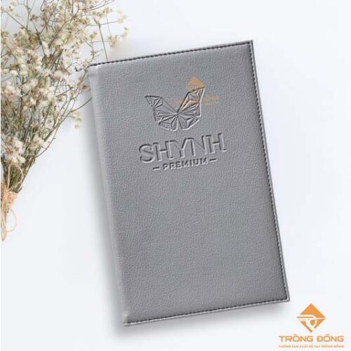 Bìa da kẹp bill thanh toán màu xám