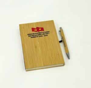 Bộ Quà Tặng Đại Hội In Logo - Sổ Tre + Bút Tre + Hộp Giấy - xuongsanxuatsoda.com