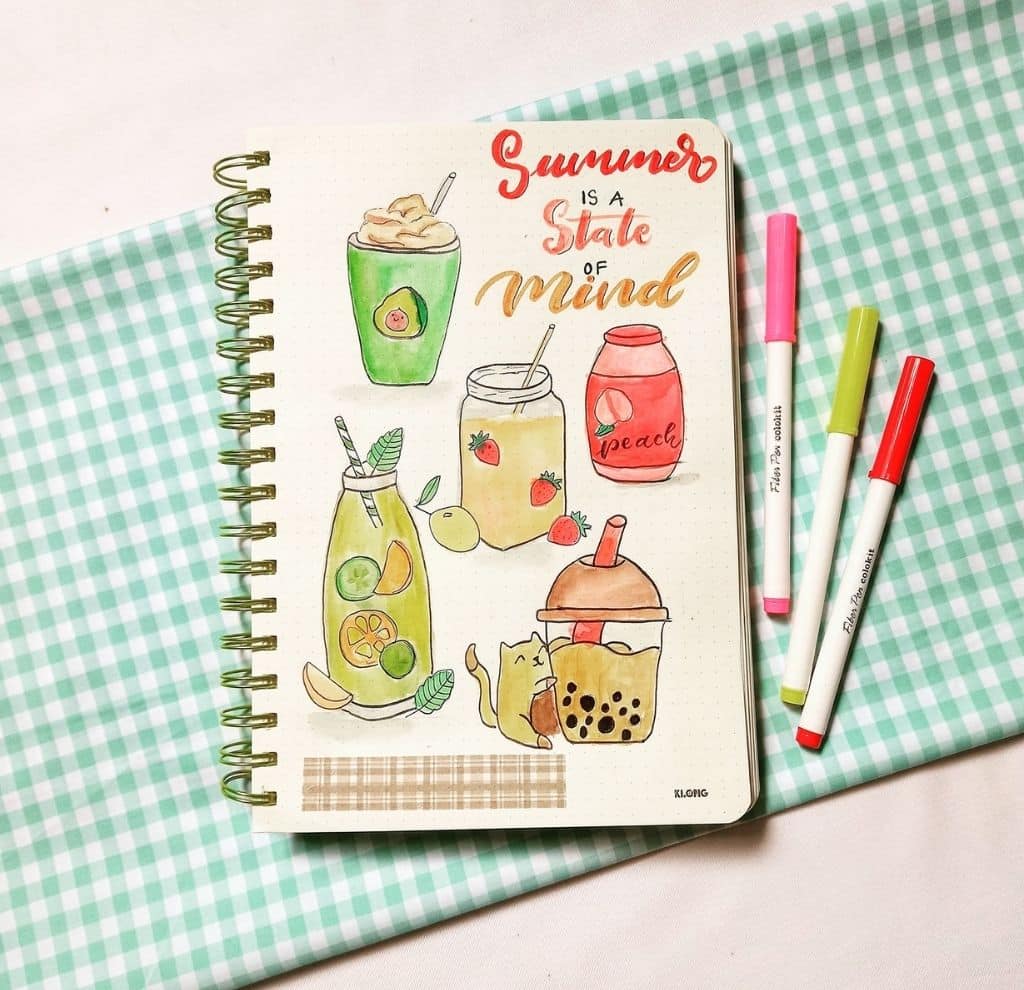 sổ tay bullet - Màu nước & họa tiết vẽ tay - xuongsanxuatsoda.com