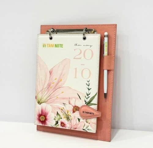 sổ tay a5 bìa da còng 2 khoen STN02